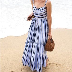 J. Crew Petite Shirting Stripe Tiered Maxi Dress Sz Petite 6P NWOT